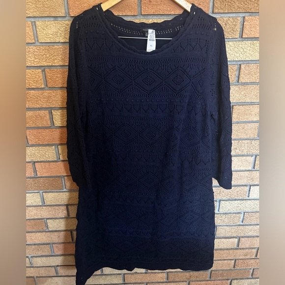 NWT Talbots Navy Blue Crochet Sweater Dress Size XL - Picture 2 of 7